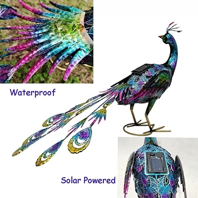 Υπαίθριο ηλιακό μετάλλων Peacock γαμήλιο ντεκόρ κόμματος κατωφλιών φω'των τεχνών αγαλμάτων ηλιακό τροφοδοτημένο